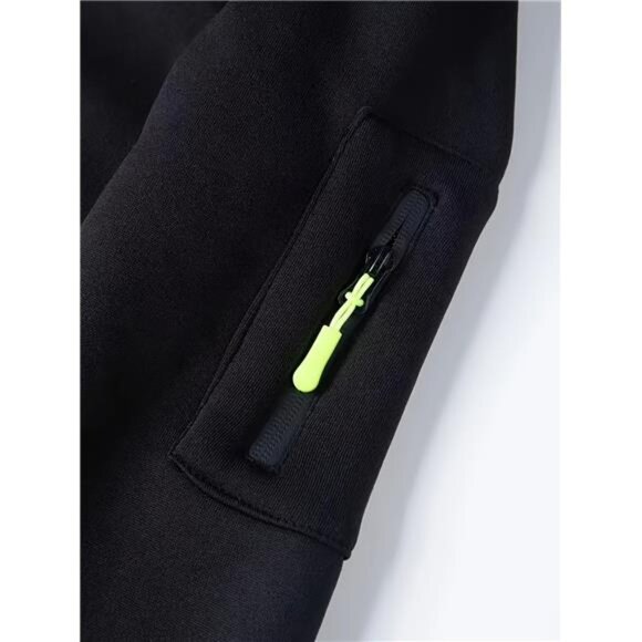 NWT Men's Technical Quarter-Zip Hoodie Navy Blue Utility Pocket Sweatshirt - Picture 4 of 5